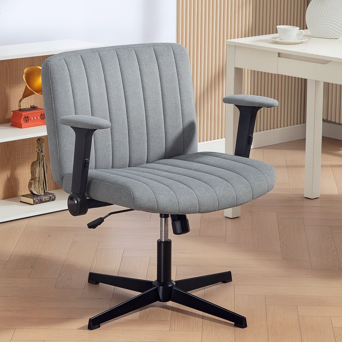 Criss Cross Office Chair with Flip-Up Armrests - Grey