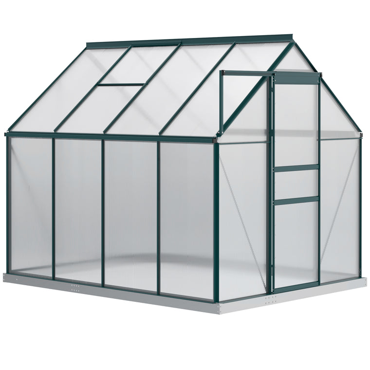 6' x 8' x 6.5' Green Polycarbonate Greenhouse with Roof Vent