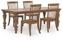 5 Pc. Table, 4 Brown Chairs