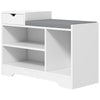 Shoe Storage Bench with Drawer and 3 Shelves - White