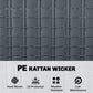 3 Piece Wicker Patio Furniture Set, Outdoor Bistro Set, Side Pockets, Mesh Seat, 2 Tier Glass Table, Cushions, Grey