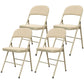 4 Pack Folding Chairs with Padded Seats, Velvet Portable Party Chairs with Steel Frame, Beige