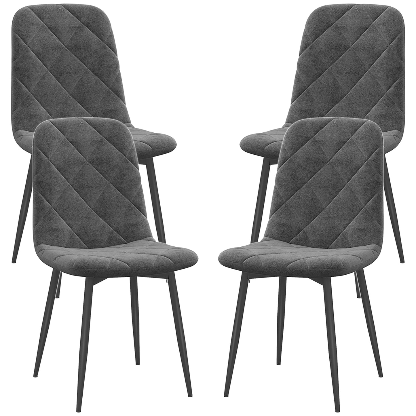 Dining Chairs Set of 4, Upholstered Dining Room Chairs with Steel Legs, Modern Kitchen Chair for Dining Room, Grey