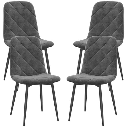 Upholstered Dining Chairs Set of 4 with Steel Legs - Grey