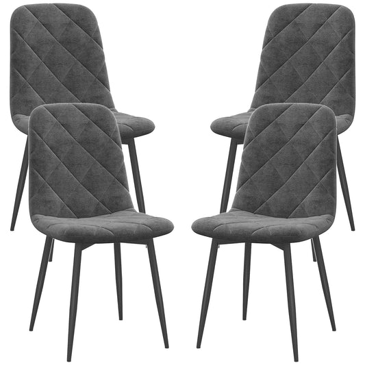 Upholstered Dining Chairs Set of 4 with Steel Legs - Grey