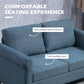 Vintage Loveseat, Upholstered Love Seat Furniture, Fabric 2 Seater Sofa with Rolled Arms, Rubber Wood Legs, Dark Blue