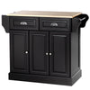 Rolling Kitchen Island with Wood Top and Drawer - Black