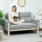 53" Velvet Loveseat with Wood Legs - Grey
