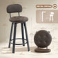 Upholstered Bar Stools Set of 2 with Backrest - Brown