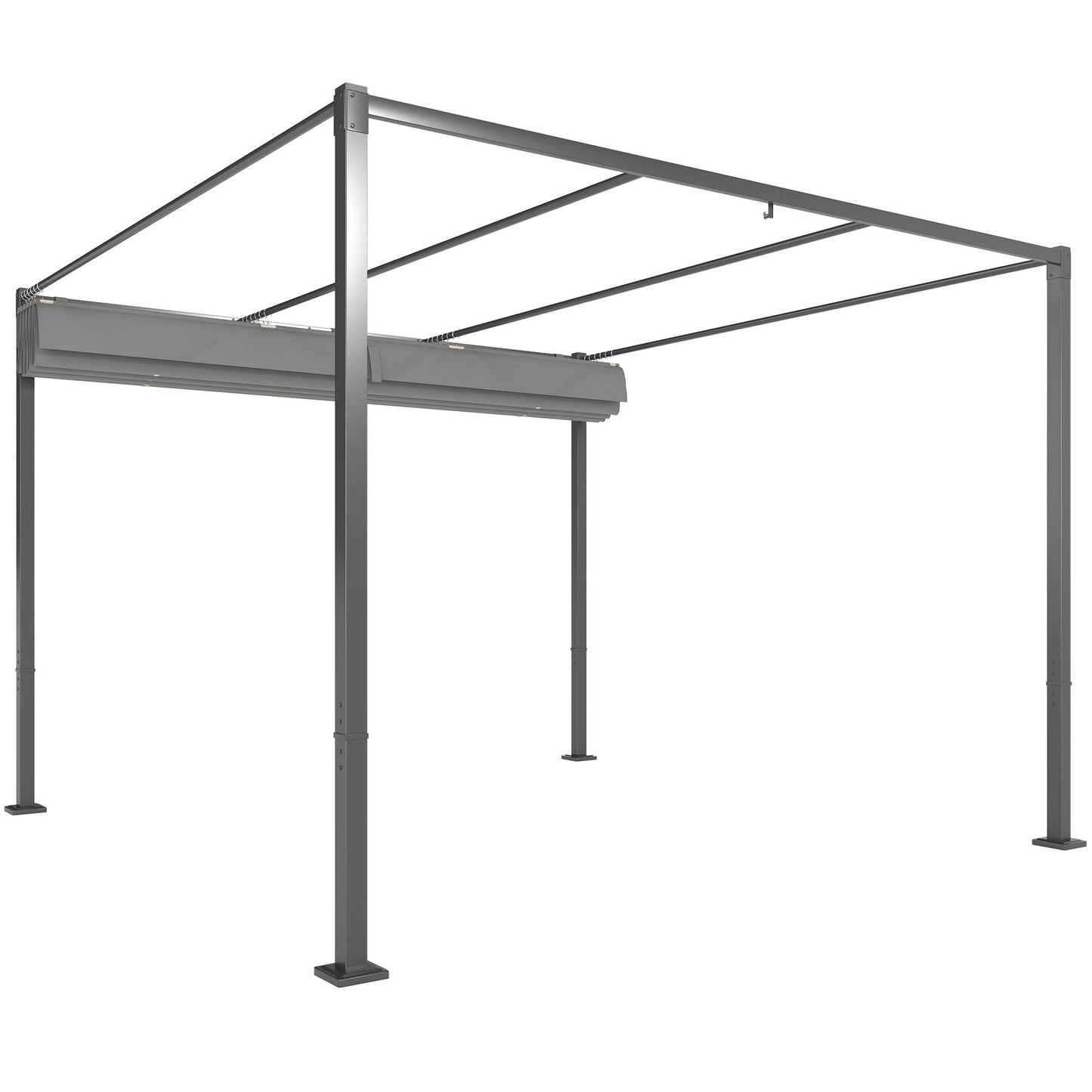 10' x 10' Outdoor Gazebo, Retractable Pergola Canopy with Magnetic Fixture, UPF30+ Metal Pergola Kit, Grey