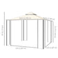 10'x10' Soft-top Patio Gazebo with Double Tier Roof, Mesh Curtains, Display Shelves, Top Hooks, Cream