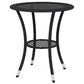 Outdoor Rattan Dining Table, Patio Wicker Round Coffee Table with 2-Tier Storage Shelf, Black
