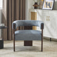 Modern Single Lounge Sofa Chair with Barrel-Back Design, Stylish Accent Armchair with 3-Leg Frame, 29.5" L x 26" W x 27" H, Blue+Walnut