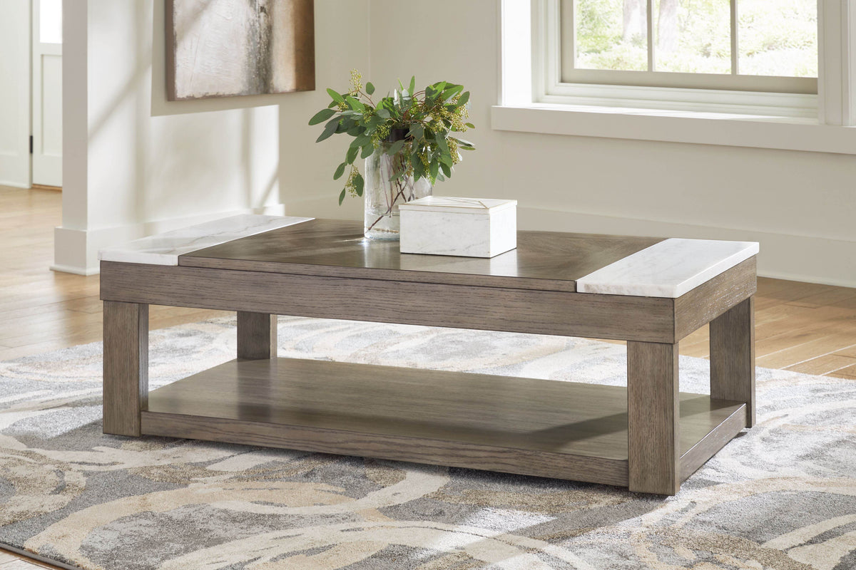 Loyaska - Grayish Brown / White - Lift Top Cocktail Table - Forward Furniture