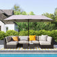 15'x 8.7' Outdoor Patio Umbrella with Twin Canopy Backyard Umbrella with Lift Crank Tan
