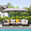 15'x 8.7' Outdoor Patio Umbrella with Twin Canopy Backyard Umbrella with Lift Crank Tan