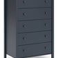 Simmenfort - Navy Blue - Five Drawer Chest