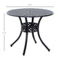 33-Inch Roud Patio Dining Table with Umbrella Hole, Cast Aluminum Garden Table, All Weather Patio Bisto Table, for Lawn, Garden, Outside, Black