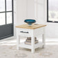 Ashbryn - White / Natural - Rectangular End Table