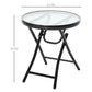 Φ18" Round Patio Table, Folding Coffee Table with Tempered Glass Tabletop for Patio, Balcony, Backyard