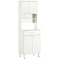 71" Kitchen Pantry with Hutch and Microwave Stand - White