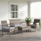 4 Pieces Patio Furniture Set with A Loveseat, Two Armchairs and A Coffee Table, Outdoor Conversation Set, Light Grey