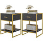 Nightstand Set of 2 with Drawer and Shelf - Black