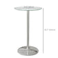 High Top Bar Table, Round Kitchen Table with Tempered Glass Top and Steel Base, Bistro Table for 2 People, Clear