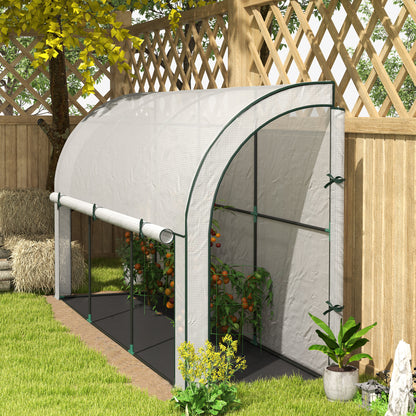 Walk-in Lean-to Greenhouse, Outdoor Gardening Green House with Zipper Roll-up Doors and Window - 10' x 3' x 5'