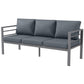 Aluminum Garden Sofa, 3-Person Outdoor Couch, Backyard Furniture for 3-person with Cushions, 72.8" x 26" x 25.2", Grey