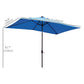 6' x 10' Patio Umbrella with 22 LED Solar Lights and Tilt, Rectangular Outdoor Table Umbrella with Crank, Light Blue