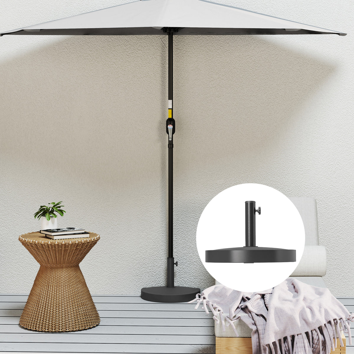 20 lbs Black Resin Half Parasol Base
