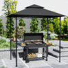 8' x 5' Outdoor Grill Gazebo, Double Tiered Barbecue Grill Gazebo Shelter with 2 Side Shelves, Hooks, Dark Grey