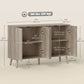 Fluted Buffet Cabinet with Adjustable Shelves - Light Grey