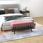 39 Inches Upholstered Bedroom Bench, Modern End of Bed Bench with Steel Legs, Pink