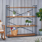 4-Shelf Minimalist Bookcase with Sleek Iron Frame, Industrial Design, Ideal for Patios, Backyard, 64" L x 17.5" W x 66.5" H, Natural