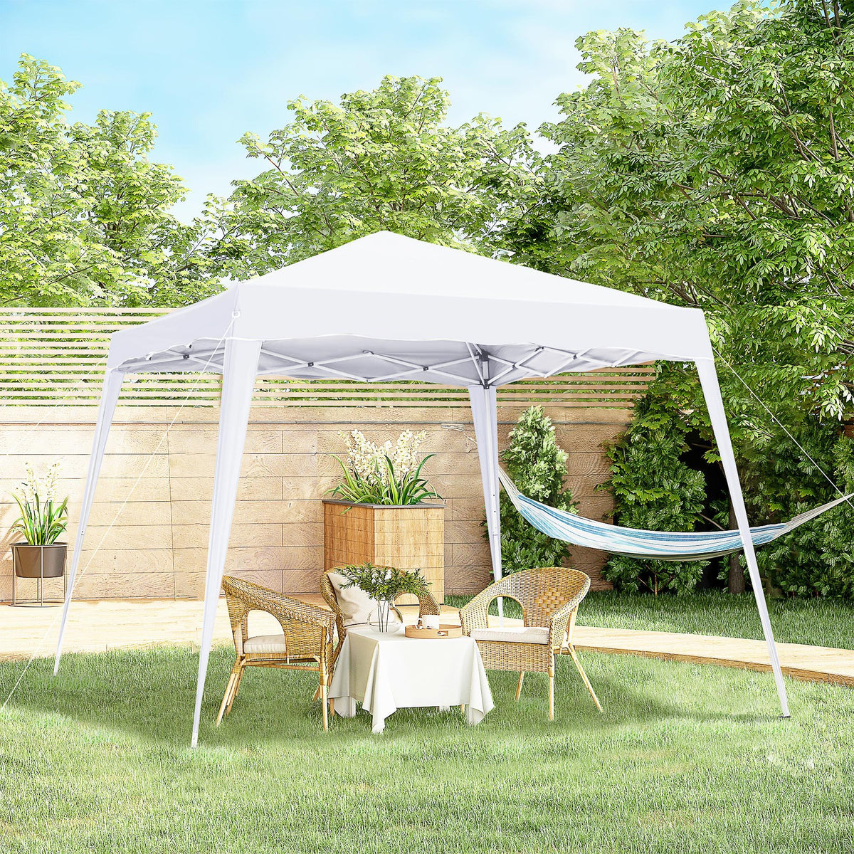 8' x 8' Pop Up Canopy, Outdoor Foldable Tent, Portable Canopy Tent with Carrying Bag for Camping, Party, Picnic, White