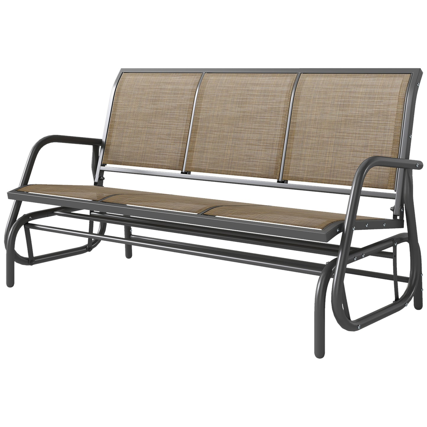 3-Seat Outdoor Glider Chair, Patio Rocking Chair, Steel Frame, Sling Fabric Seat for Garden, Backyard, Lawn, Blue
