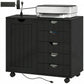 5-Drawer Mobile Lateral Filing Cabinet with Power Outlets - Black