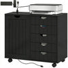 5-Drawer Mobile Lateral Filing Cabinet with Power Outlets - Black