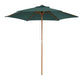 8FT Wood Market Umbrella Patio Umbrella Round Garden Parasol Canopy with Bamboo Ribs and Top Vent, Dark Green