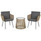 3 Pieces Wicker Patio Furniture Set, Rattan Bistro Set with Coffee Table and Cushions, Outdoor Conversation Set for Garden, Porch, Balcony, Grey