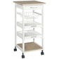 Rolling Kitchen Cart with Drawer and Basket - White