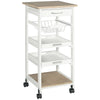 Rolling Kitchen Cart with Drawer and Basket - White