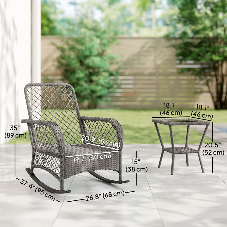 3-Piece Rocking Bistro Set with High-Back Chairs