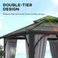 10' x 10' Hardtop Gazebo with 7mm Polycarbonate Double-Tier Roof, Outdoor Gazebo with Netting and Curtains, Dark Grey