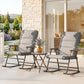 3-Piece Outdoor Foldable Rocking Chair Set, Orange