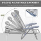 Set of 2 Camping Chairs, Beach Chairs with Adjustable Backrest and Headrest, Folding Chair for Outdoor, Light Grey
