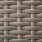 Patio Wicker Dining Table with Umbrella Hole, 34 Inch Outdoor PE Rattan Coffee Table with Plastic Board Under the Woven Table Top for Patio, Garden, Balcony, Mixed Brown