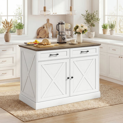 Kitchen Island Sideboard with 2 Drawers - White